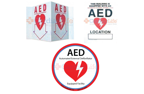 AED Static cling sign and AED LOCATION Standout Sign