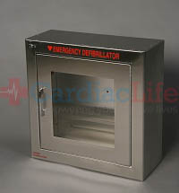 Non-Alarmed AED Wall Cabinet Stainless Steel Surface Mount w/ AED Signs