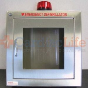 Alarmed with Strobe AED Wall Cabinet Stainless Steel Surface Mount w/ AED Signs