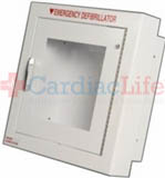 Non-Alarmed AED Wall Cabinet Semi-Recessed w/ AED Signs