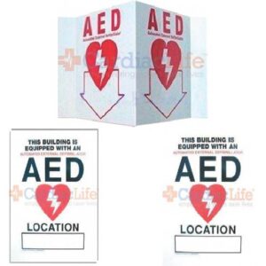 3D AED TENT Sign, AED Static Cling Location Sign, AED Location Standout Sign