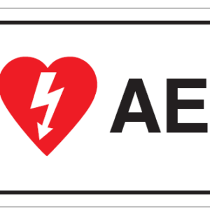 Direction AED and Arrow Sign